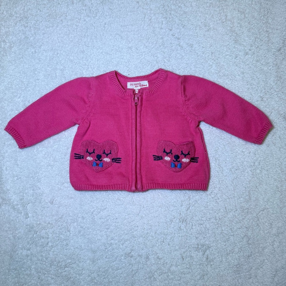 Gymboree Pink Zip-Front Kitty Sweater for Kids